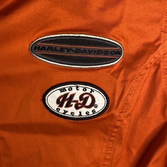 Harley Davidson Orange Women’s Short Sleeve Button Up Shirt with Logos Size M/L - Picture 4 of 15